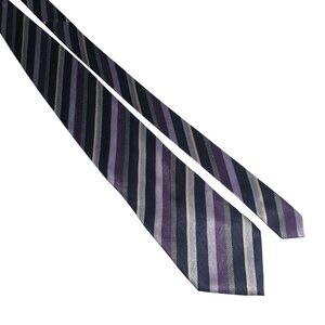Giorgio Brutini Collezione 100 Silk Vintage Tie Striped Purple Gray Blue 59x4 In